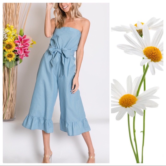 The Josie Chambray Belted Bow Jumpsuit - Picture 3 of 5